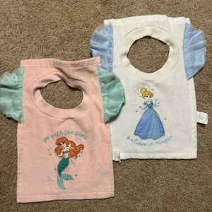 Disney Ariel and Cinderella Bib Set - Pink and White